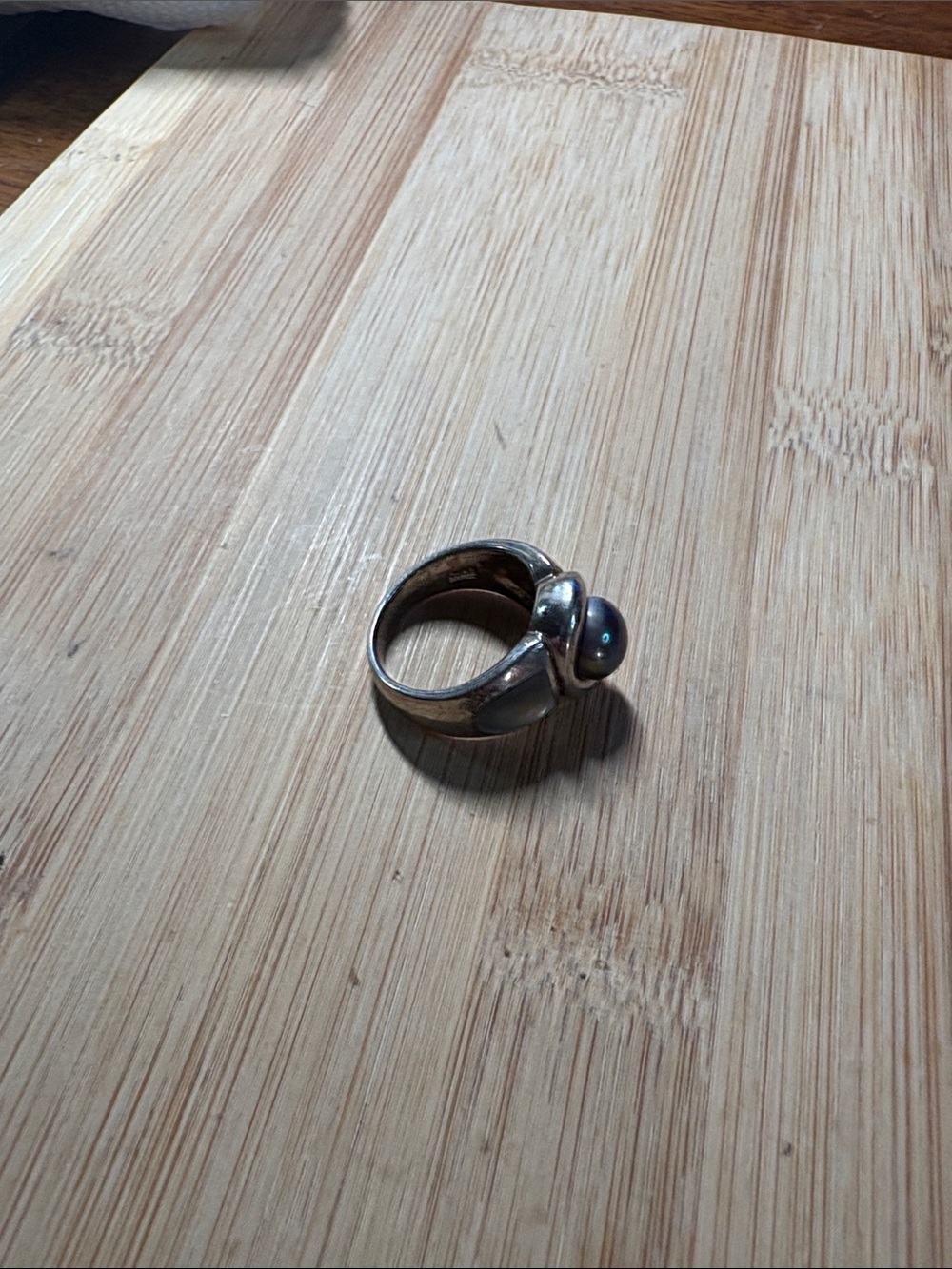 Sterling Silver Ring Blue Pearl
